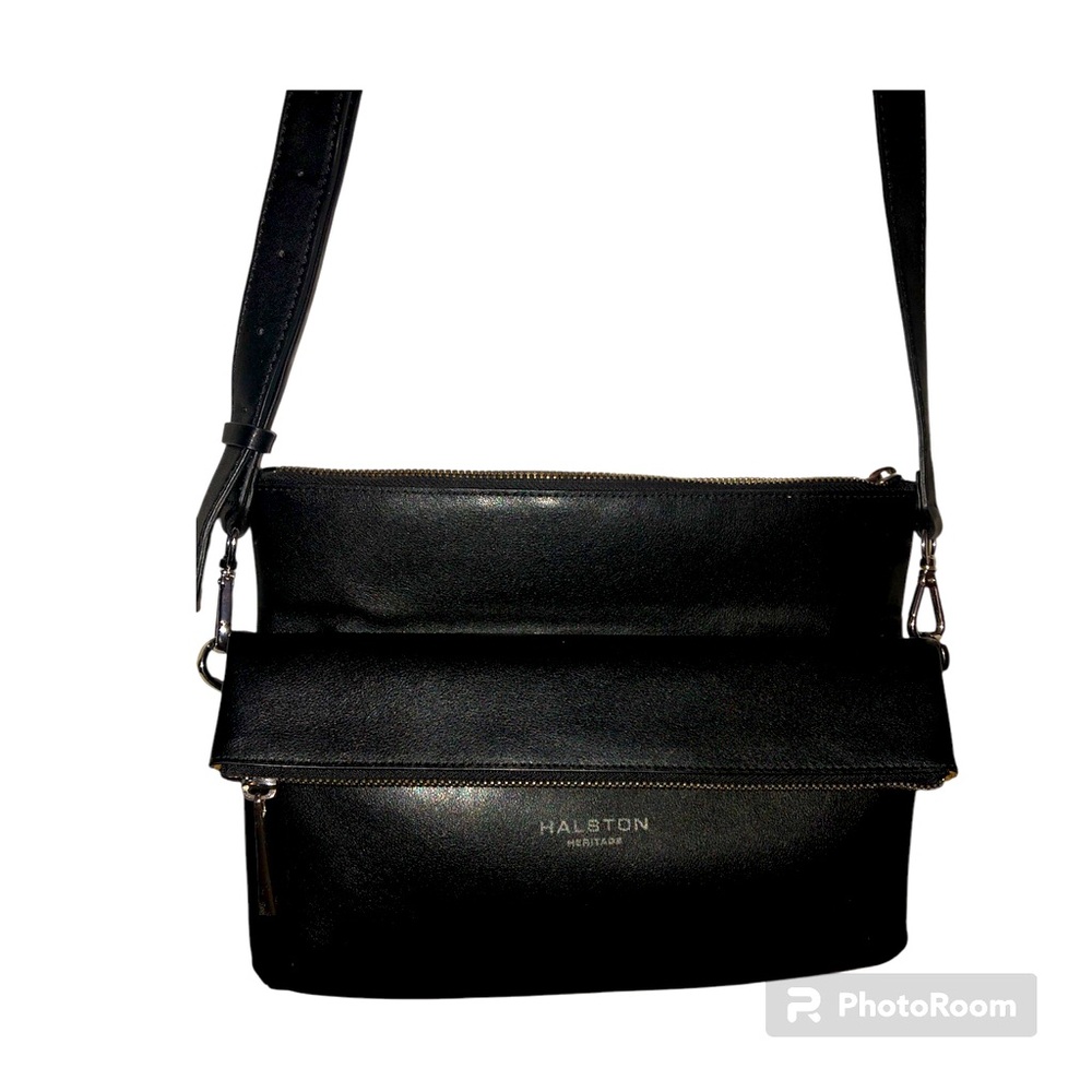 Halston Heritage Double Zip Leather Crossbody EUC